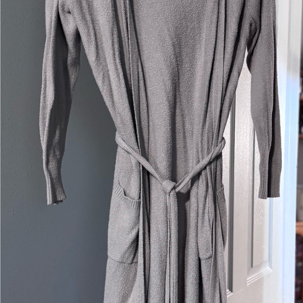 Stylish Gray Knit Belted Cardigan